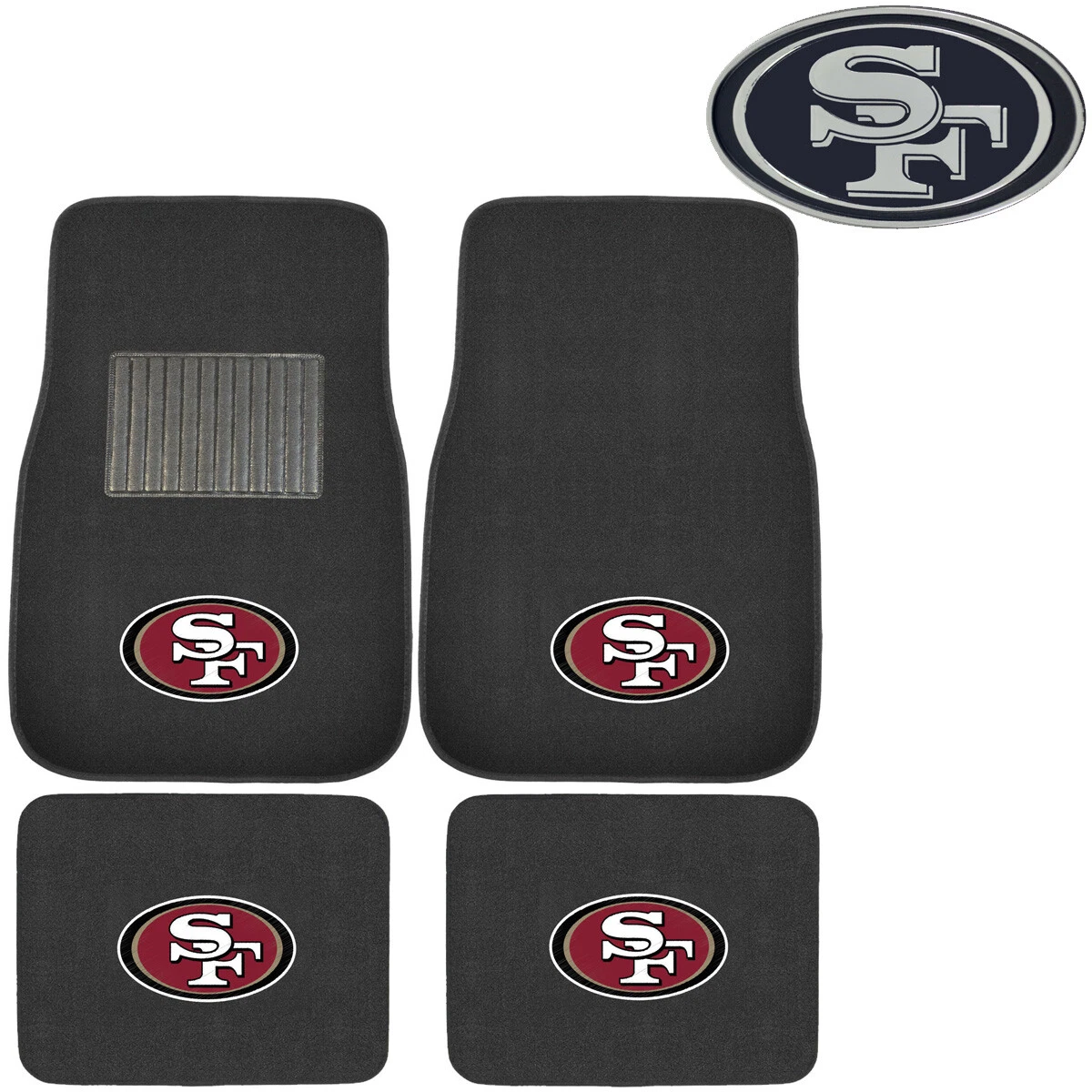 New 5pc NFL San Francisco 49ers Car Truck Floor Mats Chrome