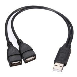 USB 2.0 Un homme pour 2 Double femelle Jack Y Splitter Hub câble d'adaptateur de cordon d'alimentation