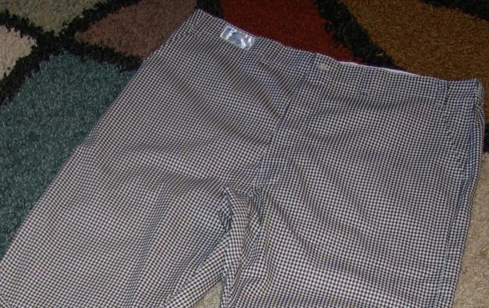 Men Chef Pant Hoondstooth Black White Zipper Fly 4 Pocket Sz L to 2X (38 to 44)  - Image 2 of 4