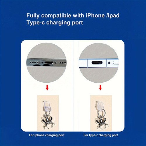Phone Dust Plug Spider Pendant Decoration For IPhone Type-C Charging Interface - Zdjęcie 4 z 10