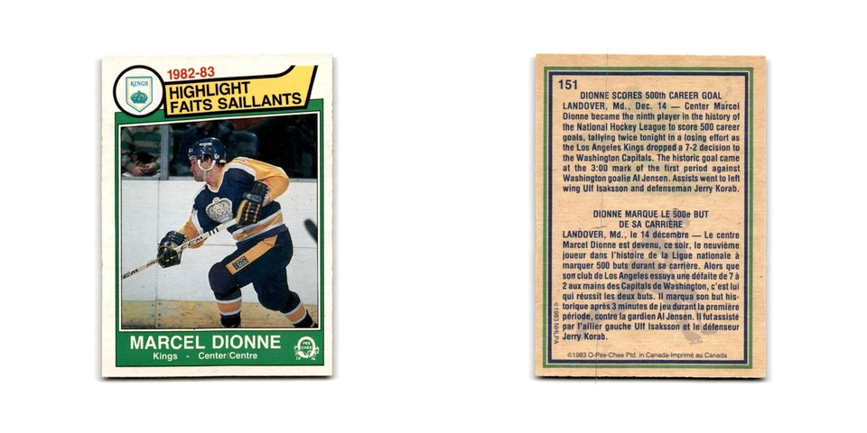 1983 O-Pee-Chee Marcel Dionne Los Angeles Kings #151 - Image 3 of 3