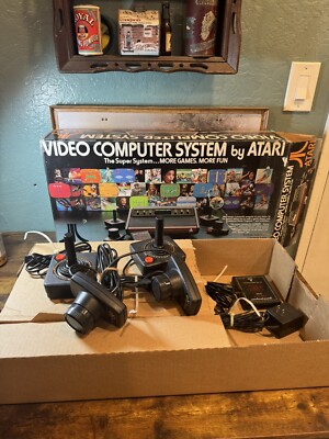 Atari 2600 Video Computer System With Box Controllers Paddles Wires Game Insert