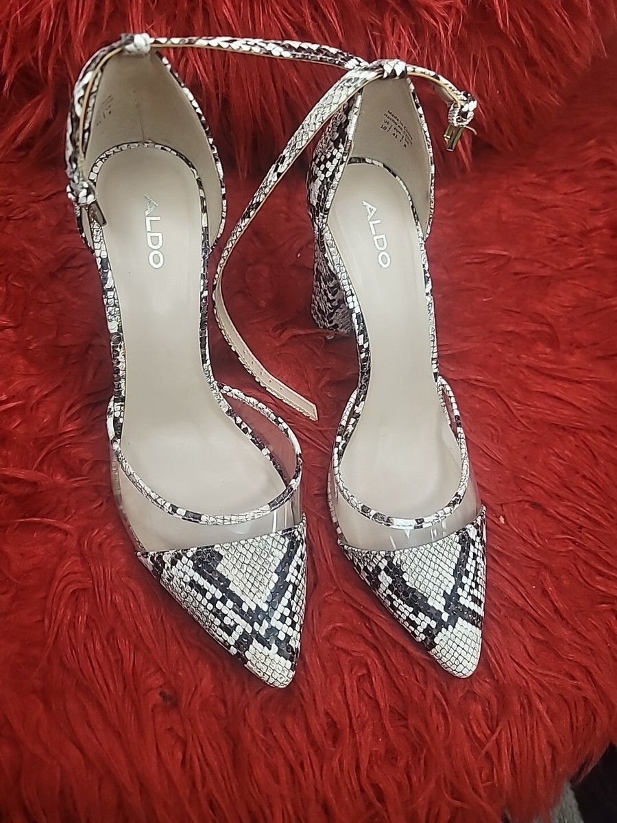 Aldo Snake Skin Print Nicholes Block Heel Pumps Womens Size 10