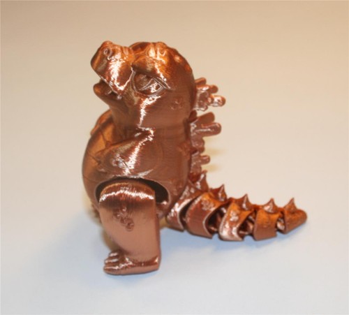 Baby Godzilla 3D Printed Articulated Flexi Fidget Toy Red Copper Bronze - Picture 9 of 12