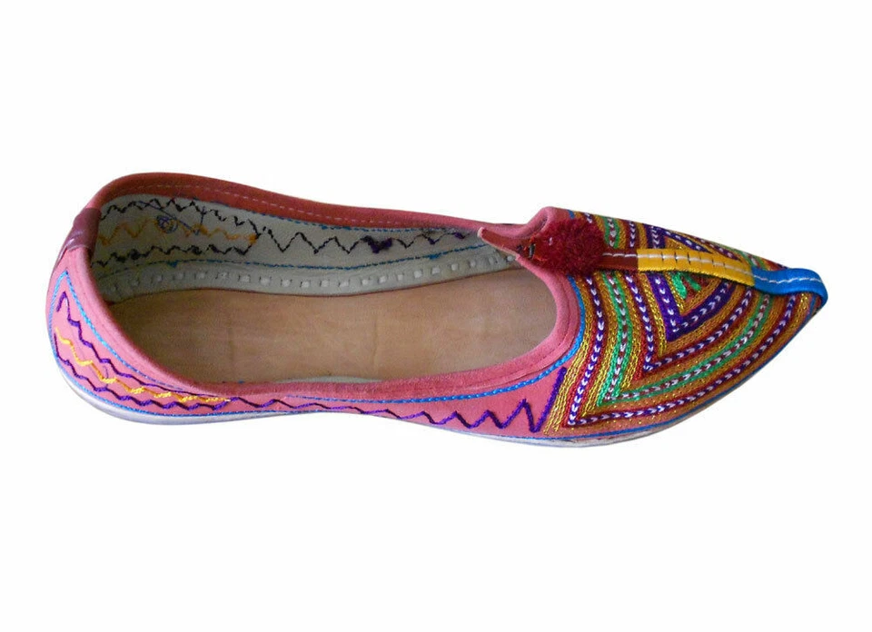 Zapatos de mujer indios hechos a mano de cuero mojaries sin cordones jutties ballet planos EE. UU. 6/7 Foto 4 de 4