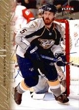 Greg Zanon Signed Auto 2009-10 Fleer Ultra Gold card Nashville Predators