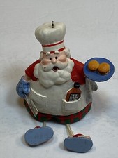Santa Claus Chef Cooking BBQ Grill Hamburgers Christmas Ornament Flip Flops Red
