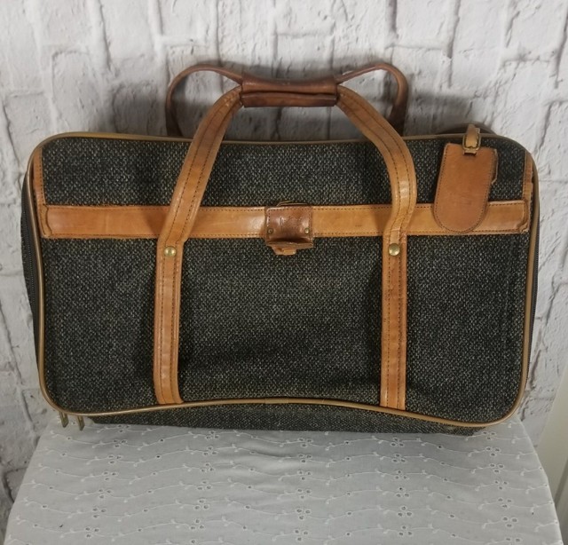 Hartmann Tweed Leather Luggage Carry On Duffle Tote Bag Weekender