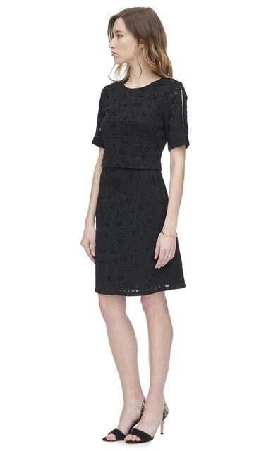 NWT Rebecca Taylor Die Cut Lace Black A Line Skirt US 6 / AU 10