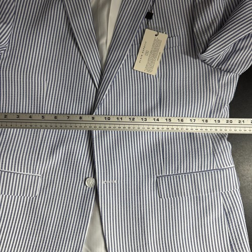 Alan Dupetit Herren 44R Blau Seersucker Baumwolle Zweiteiler Anzug 38 W Hose Streifen Neu mit Etikett - Bild 9 von 11