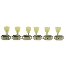 Kluson 3x3 Deluxe Tuners, No Line, Std Post, Nickel , Plastic Keystone Buttons