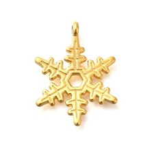 Schneeflocke 1 Anhänger Edelstahl 18k (IP) vergoldet Charms Winter Deko #S850