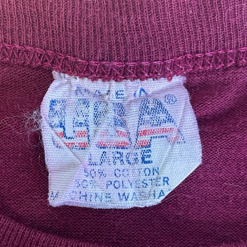 Vintage 1970s Cambridge University T-Shirt Burgundy Single Stitch USA Size Large - Picture 4 of 9