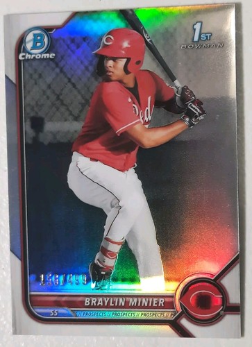 2022 1st Bowman Chrome Prospects Braylin Minier Rookie RC /499 Refractor Reds