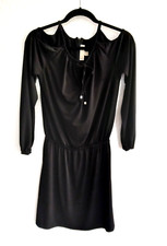 Michael Kors Womens Small Cold Shoulder Long Sleeve above Knee Black Knit Dress