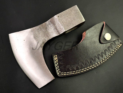 Handgefertigter Axtkopf | Kohlenstoffstahl | ovaler Sockel | Lederscheide | 1,4 lb
