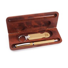 Schreibset Rollerball Geschenkset mit Einkaufswagen Chip Löser in Holzbox