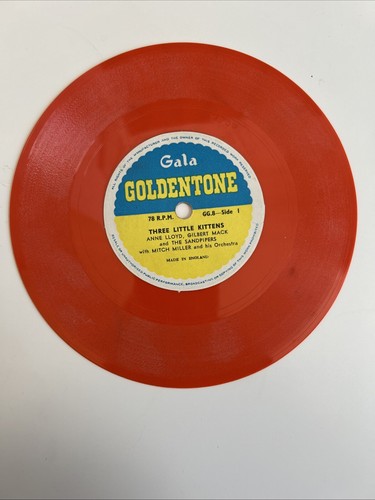 1961 GALA GOLDENTONE 78RPM SINGLE THREE LITTLE KITTENS 6” RECORD GG8 - Picture 9 of 12
