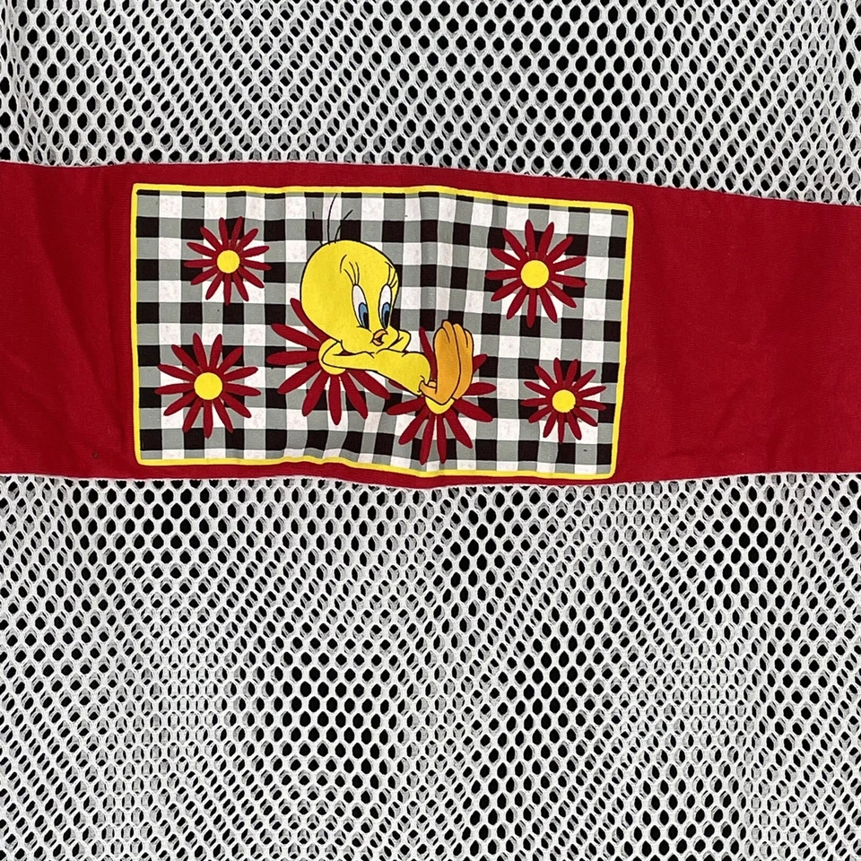 Antigo Looney Tunes Top Regata Rede Malha Sem Mangas Tweetie Branco Tamanho Único Anos 90 Y2K - Imagem 2 de 4
