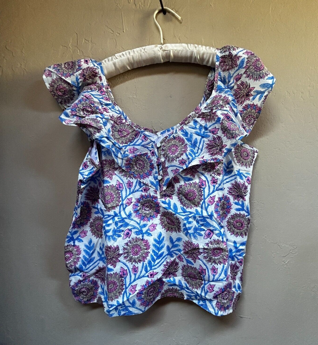 New J.Crew AN768 Women's Ruffle V-neck Top in Floral Vine