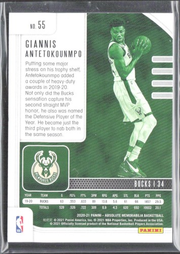 Giannis Antetokounmpo Basketball Panini #55 Teal SN Milwaukee Bucks - Picture 2 of 2