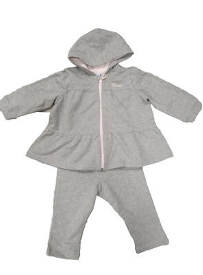 NWT NEW Lanvin baby girls grey and pink tiered logo 2 pc set 6m 9m 12m