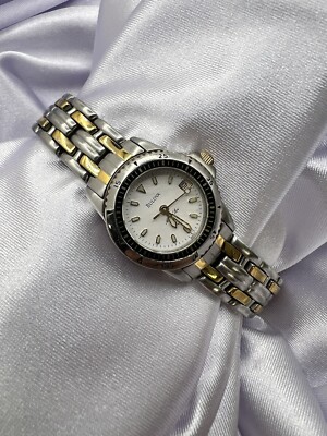 Bulova Marine Star Two Tone Gold Silver Women's Watch Elegant