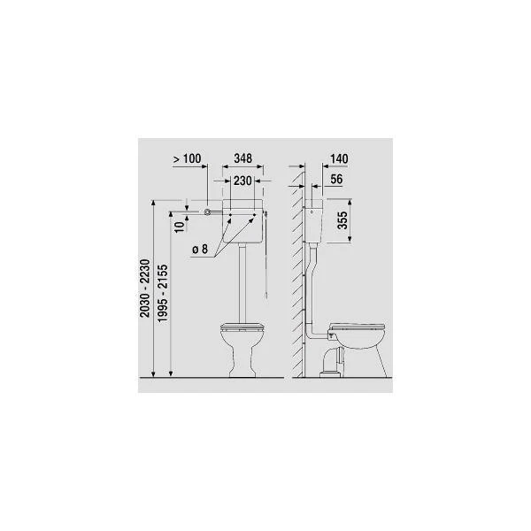 SANIT Spülkasten junior jet (6L) hochhängend mit Zugstab weiß - Bild 2 von 2