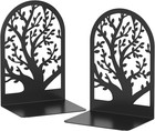 Bookends 1 Pair, Black Metal Book Ends, Bookends for Shelves, Unique Decorative