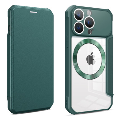 For iPhone 14 Plus 13 12 Pro Max Magnetic Wireless Leather Flip Card Slots Case