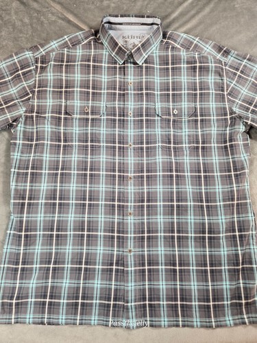 Kuhl Shirt Mens 2XL Response Plaid Button Hike Camp Fish Gorpcore Eluxur Aqua