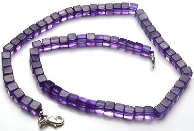  16'' SUPER AFRICAN AMETHYST SMOOTH 3D BOX Cube  BEADS NECKLACE 6 TO6.5 MM 
