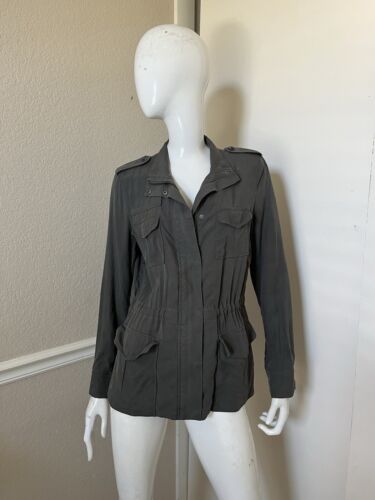 SOFT JOIE NEW! Dark Gray Lyocell Zip/Snap Front Utility Jacket w/ Drawstring XS - Picture 2 of 9