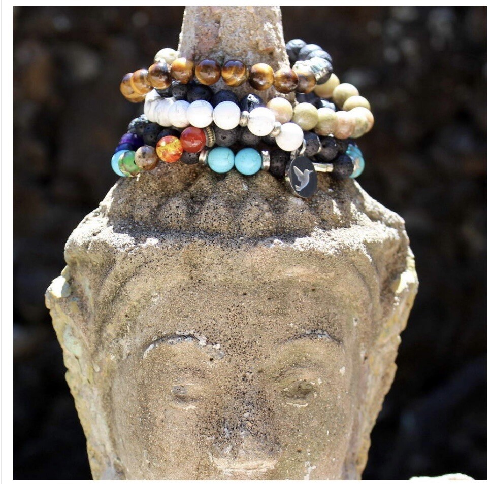 Goddess Garden preserverance aromatherapy bracelet lava rock & unakite