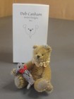 Deb Canham " Old Mattie Miniature Mohair Bear- With Calico Penquin- 3 3/4"