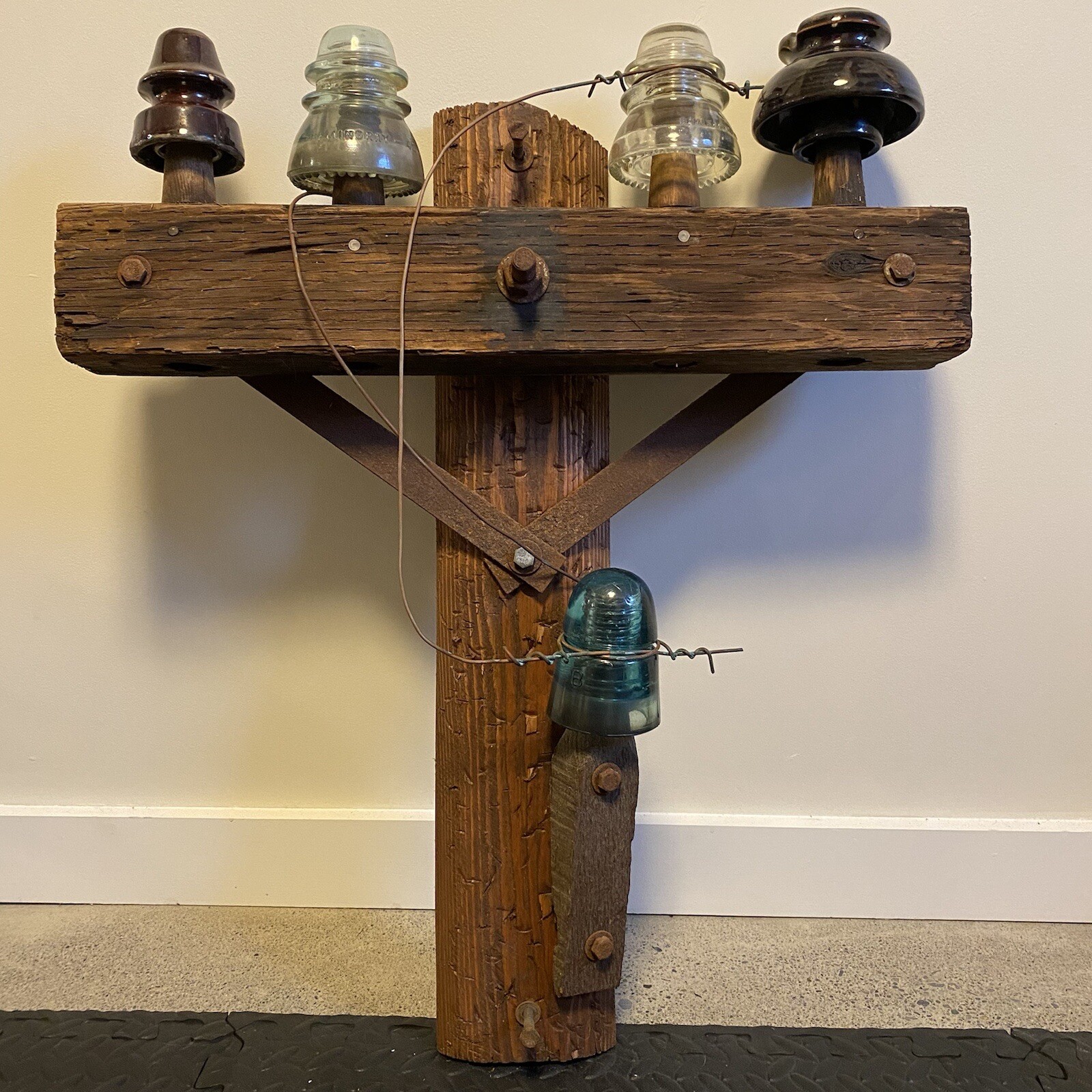 VTG MILKY BLUE AQUA SMOKEY Grand Canyon Style GLASS INSULATOR SCULPTURE SET 28” eBay