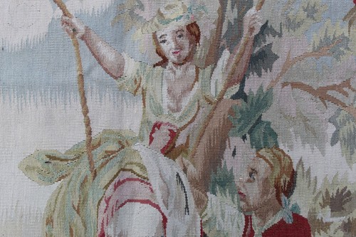 Vintage Hand Made French Design Original Beige Wool Aubusson Tapestry 189X121cm - Picture 9 of 15