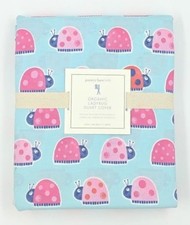POTTERY BARN KIDS  ORGANIC LADYBUG DUVET COVER  TWIN  AQUA  PINK