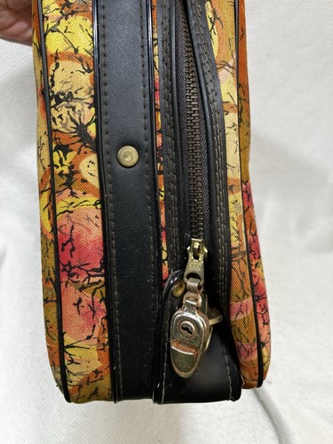 VTG Holiday Fair Flower Power Suitcase Luggage Canvas Carry On Floral Multicolor - Picture 9 of 14