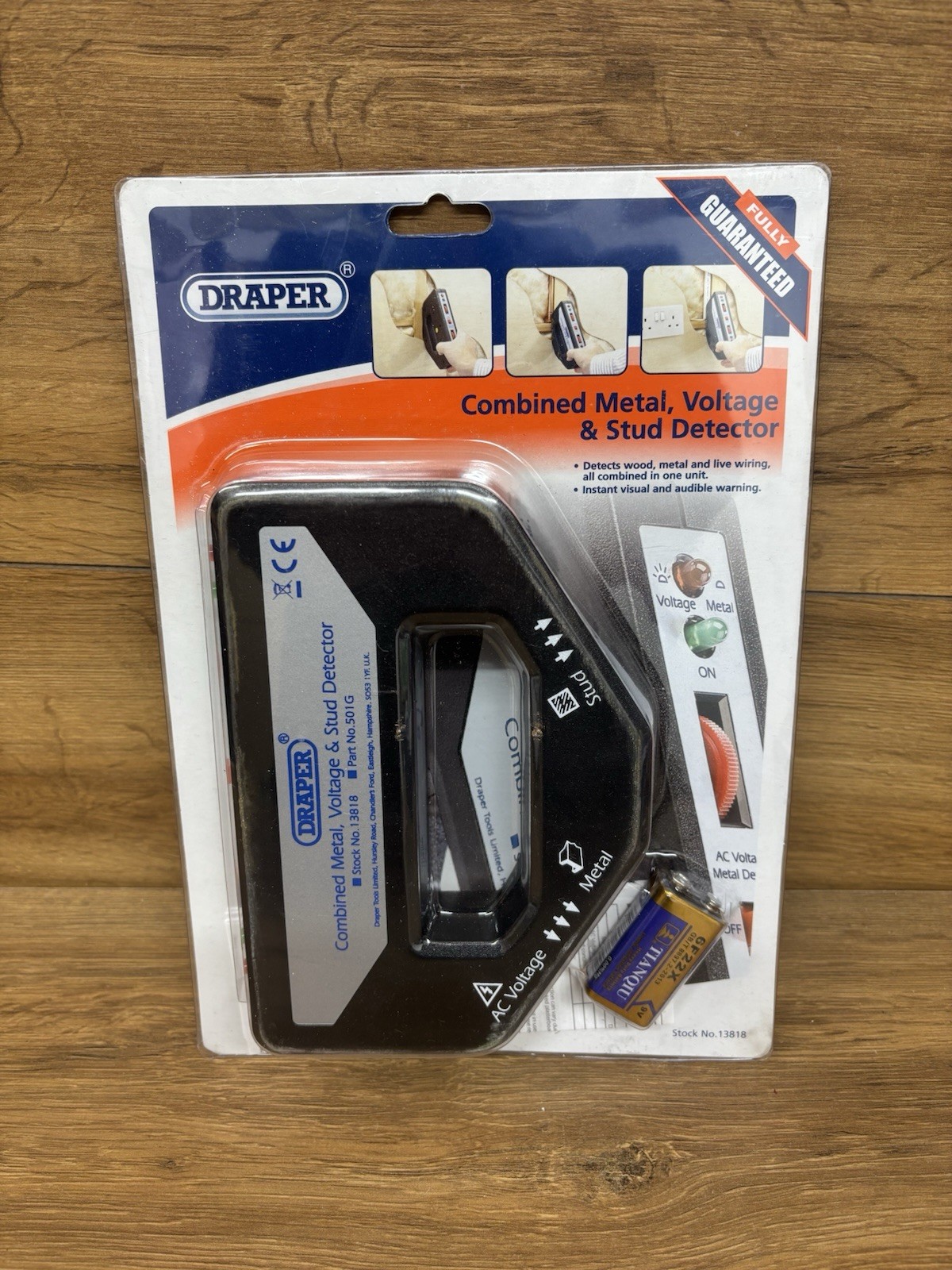 Draper 1x Combined Metal Voltage Stud Detector Tool 13818 + BATTERY sh12