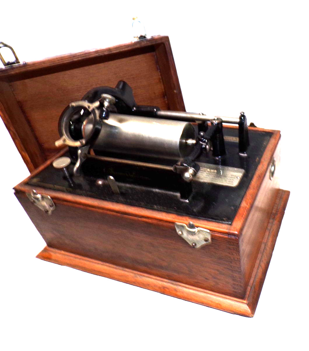 EDISON STANDARD MODEL A CYLINDER PHONOGRAPH EARLY 4 LATCH SQUARE CASE STANDARD