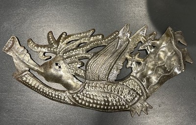 Handcrafted Haitian Metal Rooster Wall Art   Rustic Folk Art Decor
