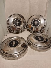 1968-69 Ford Mustang Dog Dish Hubcaps Set Of 4. 10.5 Chrome With Black Accent