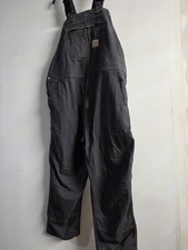 Carhartt Overalls Mens 44x30 Gray Relaxed Rigby Canvas Bib Double Knee OR2987-M