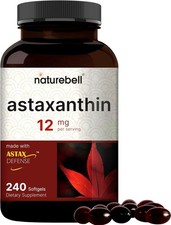Astaxanthin 12mg, 240 Softgels  Natural Antioxidant from Microalgae AstaX  ...