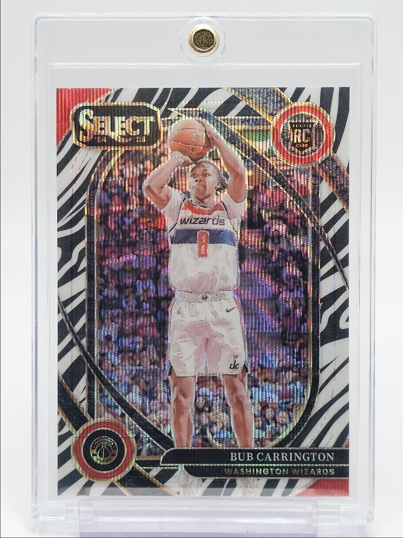 BUB CARRINGTON 2024-25 SELECT COURTSIDE ROOKIE ZEBRA PRIZM WIZARDS RC Q3286