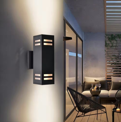 RRTYO 2-Light Matte Black Outdoor Wall Lamp Lantern Exterior Light Fixture