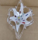 Murano Art Glass Freeform Candy Dish Millefiori White Pearlescent Bowl