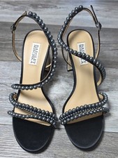 Badgley Mischka Amora Tacones Bloque Correa Perla 8.5 *NUEVO CON ETIQUETAS