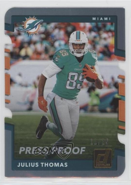 2017 Panini Donruss Press Proof Silver Die-Cut Error 11/25 Julius Thomas ex1